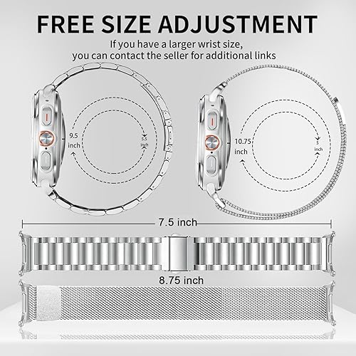 Vista 105 de GOLDTOLUCK Stainless Steel Band Compatible with Samsung Galaxy Watch 8 7 6 5 4 Classic FE Pro 40mm 44mm 46mm 43mm 47mm 45mm 42mm 20mm Men Women Negro