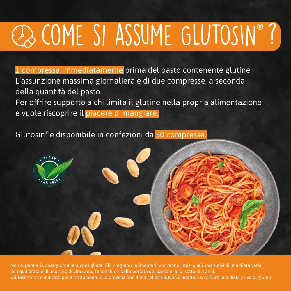 EG GLUTOSIN® Intolleranza Glutine Integratore Alimentare con Tolerase® G e Biotina 90 Compresse