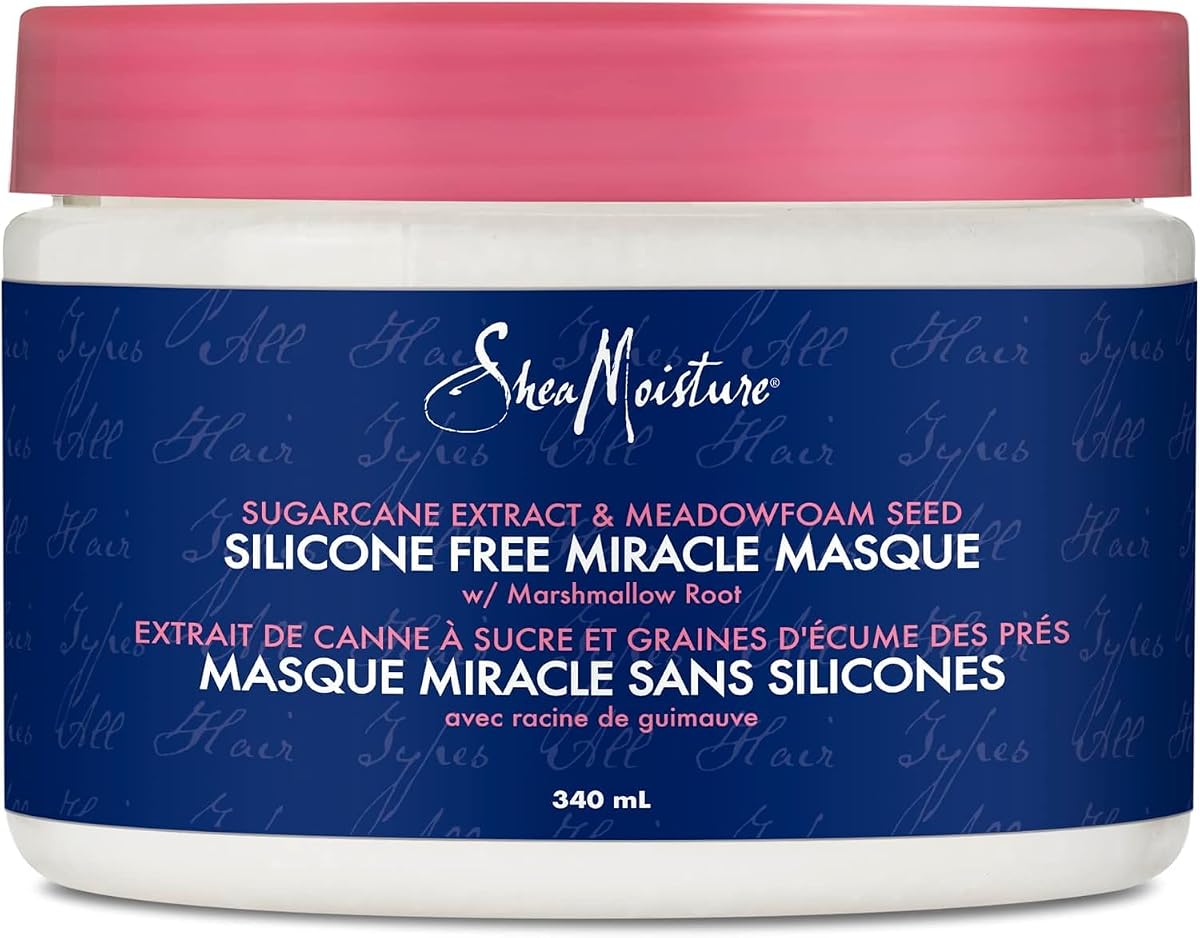 SheaMoisture Silicone-Free Miracle Masque Hair Treatment for all hair types Sugarcane Extract & Meadowfoam Seed hair conditioner with marshmallow root 340 ml
