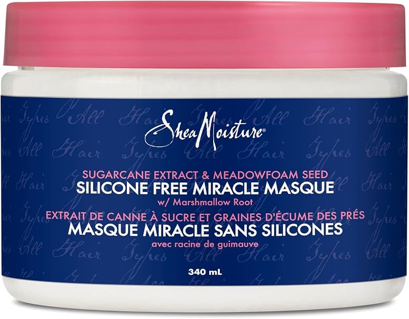SheaMoisture Silicone-Free Miracle Masque Hair Treatment for all hair types Sugarcane Extract & Meadowfoam Seed hair conditioner with marshmallow root 340 ml