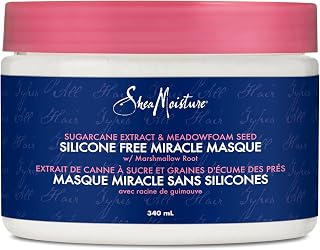 SheaMoisture Silicone-Free Miracle Masque Hair Treatment for all hair types Sugarcane Extract & Meadowfoam Seed hair conditioner with marshmallow root 340 ml