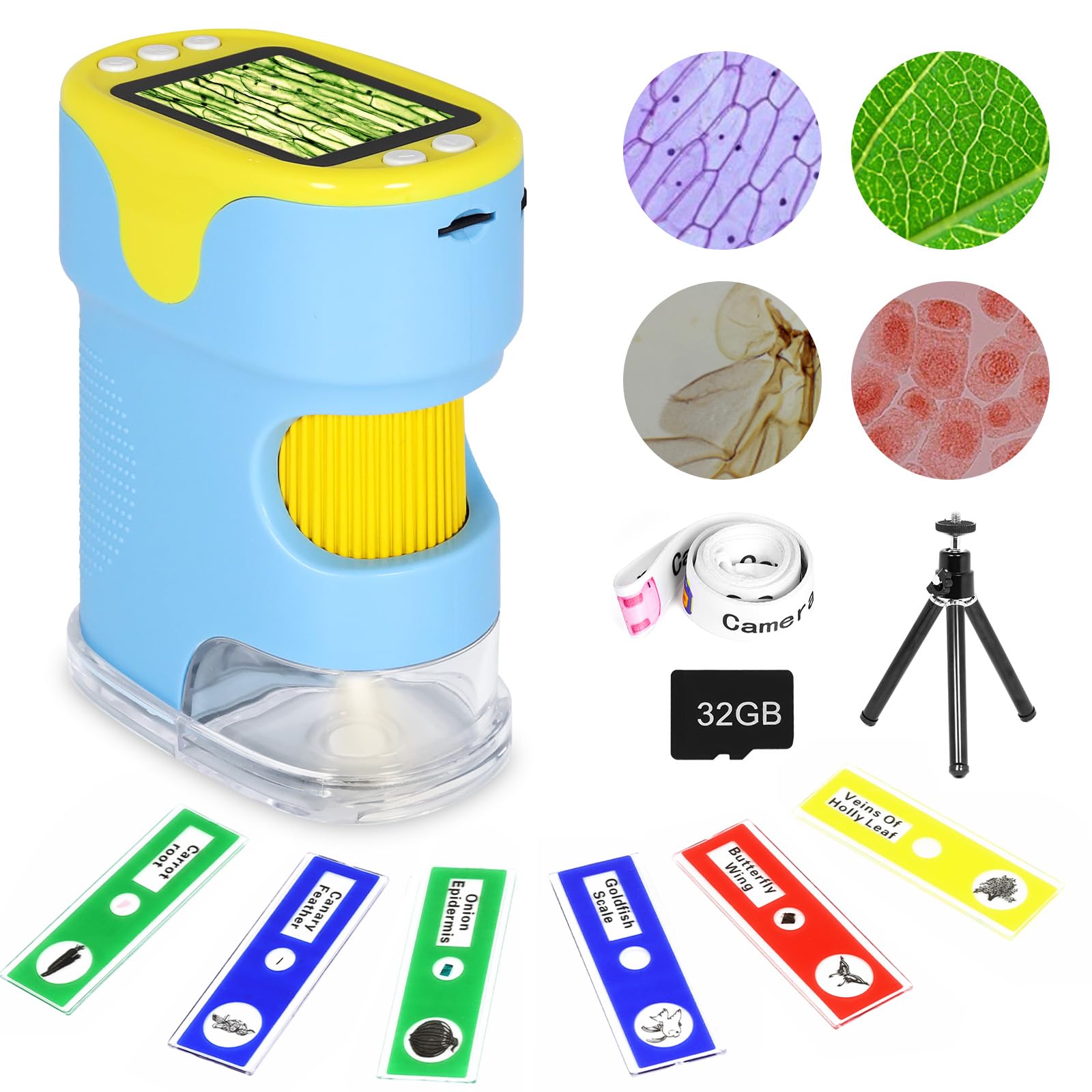 Produktbild von BEBANG Kinder-Handmikroskop – 1000x Zoom, 4K, 5,1 Cm Display, Wiederaufladbar, Mit Objektträgern – Tragbares Geschenk Für Kinder 4–12 Jahre