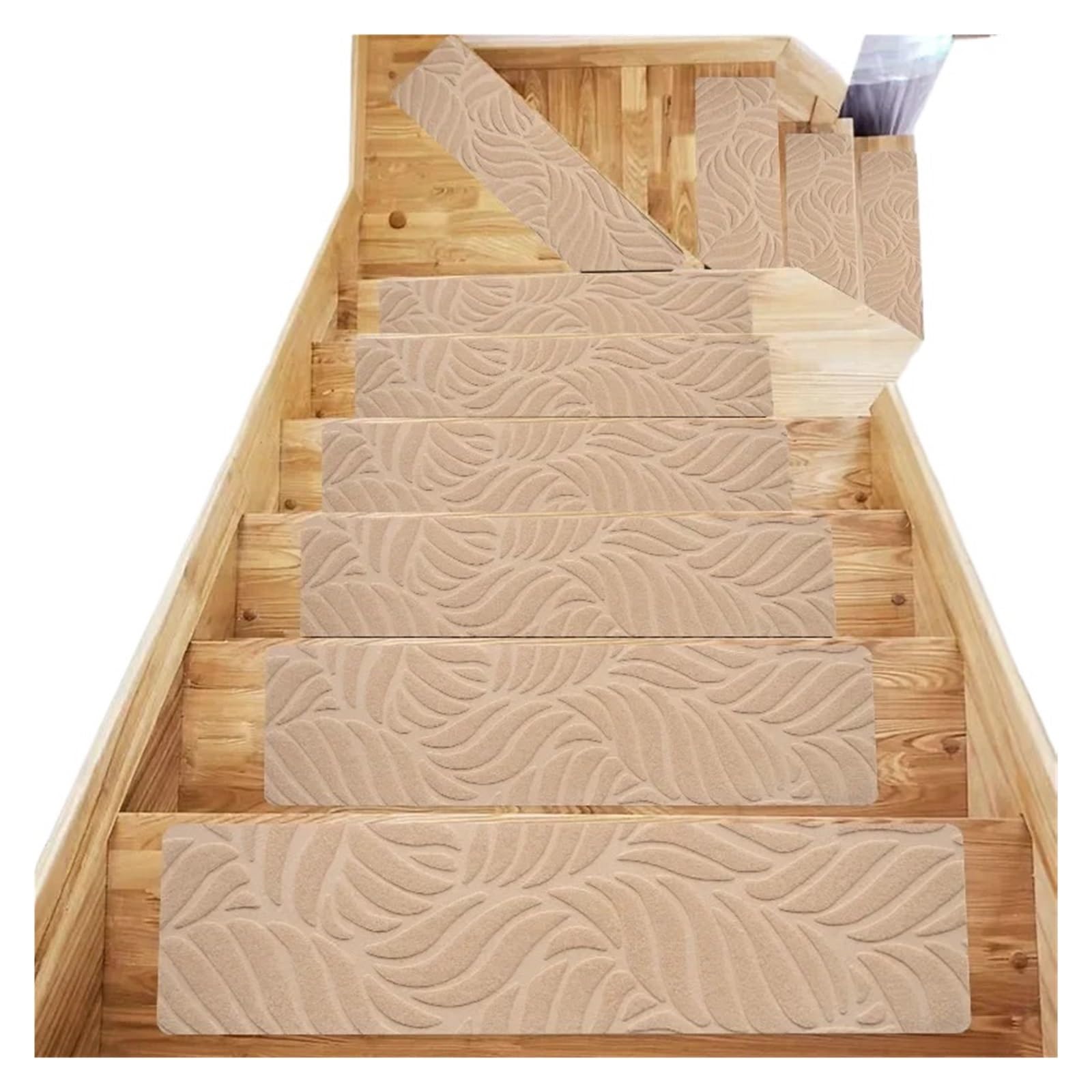 Alfombrillas autoadhesivas antideslizantes de 76 x 20 cm, revestimiento de suelo de caucho termoplástico texturizado, juego de 15 piezas, duradero y fácil de instalar, ideal para seguridad en el hogar