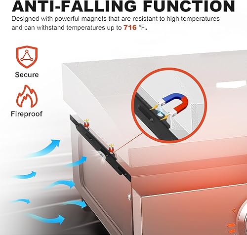 Miniatura 4 de Protectores de viento para plancha Blackstone de 36 pulgadas, protector de llama de calor, pantallas de viento de acero magnético, accesorios de