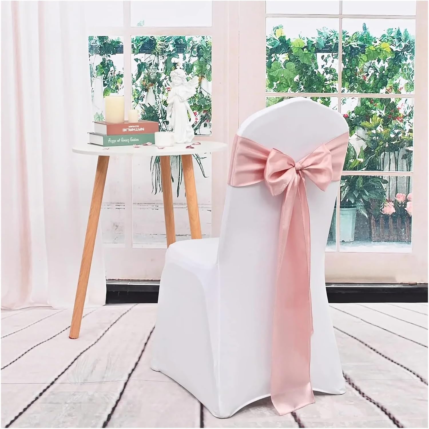Wedding Decorations Chair Sashes Bows, Satin Chair Sashes Multicolor 17x275cm 10/50 Pcs For Wedding Party Decorations(Dark Green,50pcs)