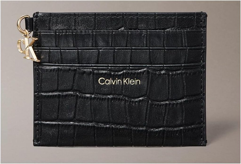 Calvin Klein CK Croc 6 CC Cardcase Deri Cüzdan, Small, LV04F1094G, Siyah, kadın