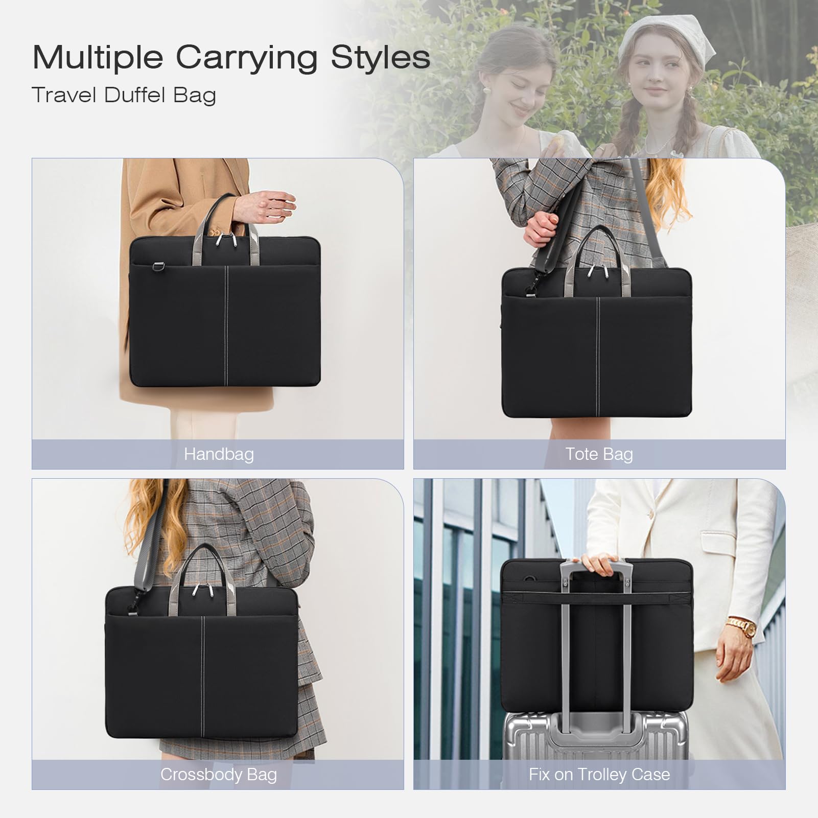 SPAHER Sacoche Ordinateur Portable 18 Pouces Sacoche PC Cartable Femme Housse Ordinateur Portable Mallette Sacoche Travail Porte Document Pochette Portable Sac Bandoulière Femme Sac à Main Gris