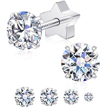 Limerencia Moissanite Stud Earrings for Women Men, F136 Hypoallergenic Titanium Earrings for Sensitive Ears, 18K White Gold Plated Star or Heart Flat Back, D Color VVS1 Clarity, GRA Certificate