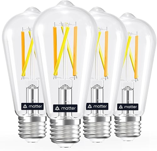 Linkind Matter - Bombilla inteligente ST19 (ST58), bombillas Smart Edison, 2700K-6500K E26 bombilla LED 8W 60W, bombilla Edison de 800 lúmenes,
