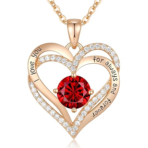 CDE Forever Love Heart Necklaces for Women, Wedding Anniversary, Birthday Mothers Day Christmas Day Gifts for Mom, Mother, Wife, friend, S925 Silver Jewelry with Birthstone Pendant