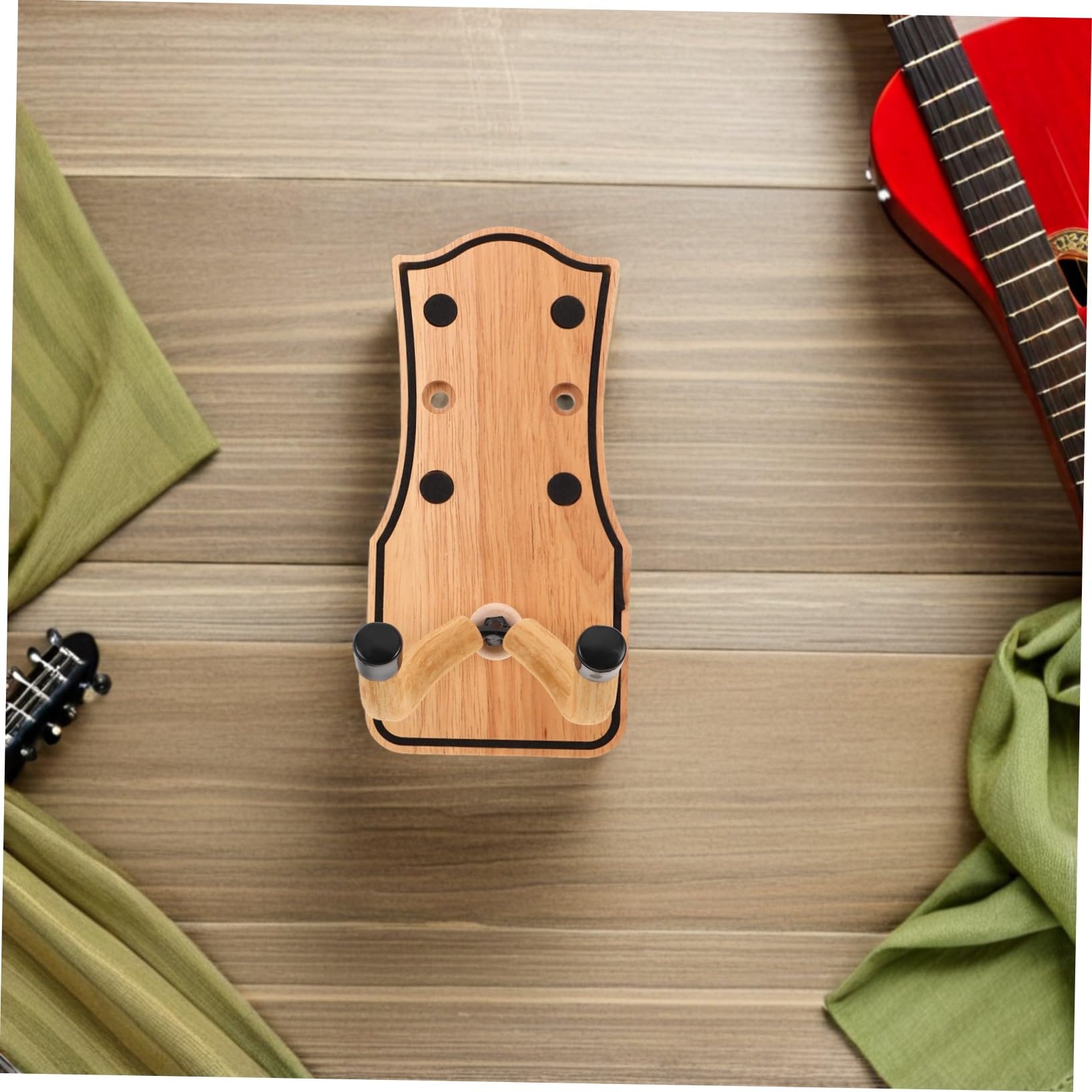 Abaodam Supporto da Parete per Chitarra in Legno Stabile Gancio per Chitarre Acustiche Elettriche Basso e Ukulele Facile da Installare per Casa Studio e Festival
