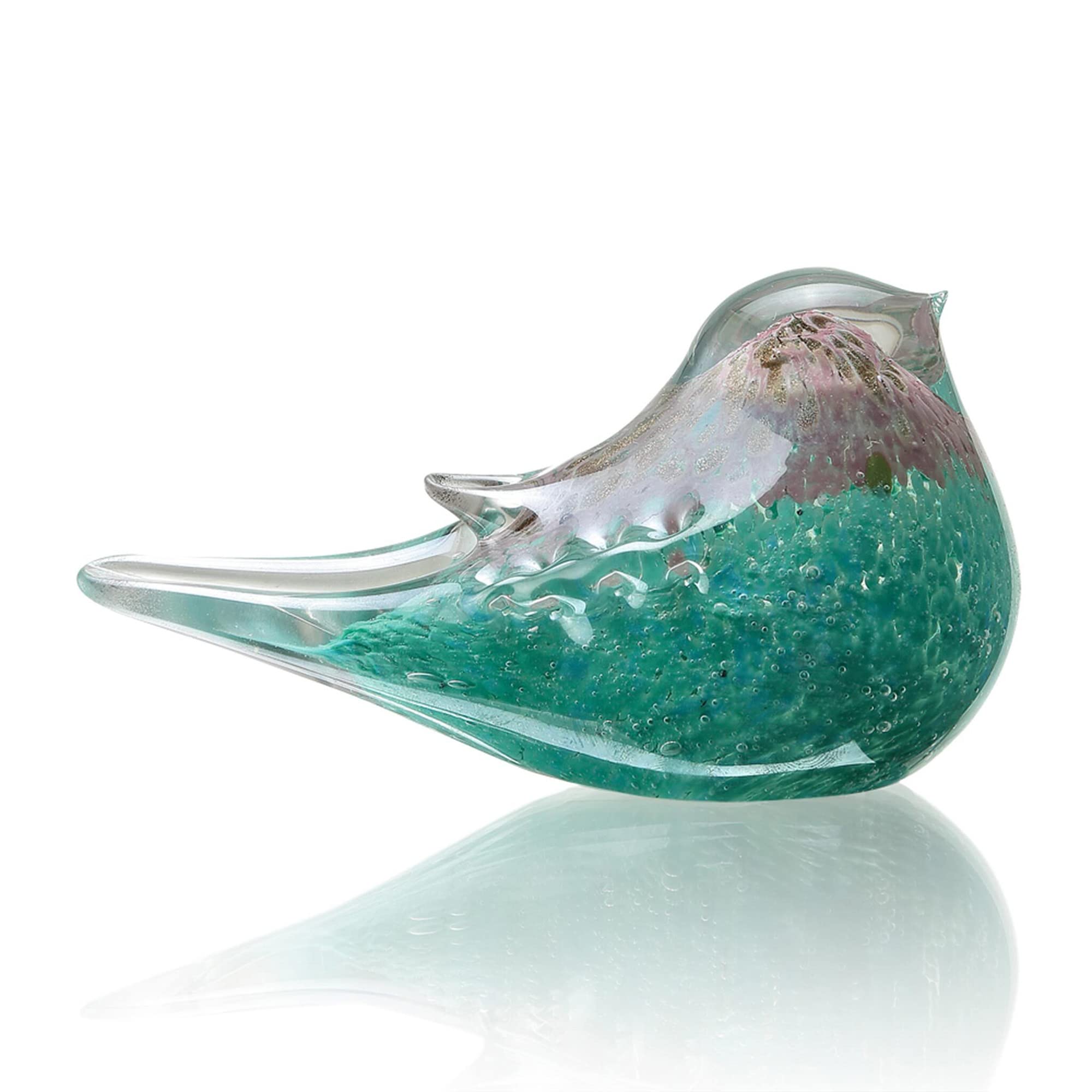 Figurine oiseau en verre artisanal bleu sarcelle d'exception SPI Home