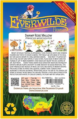 Miniatura 2 de Everwilde Farms - 100 semillas de flores silvestres nativas de malva de pantano - Paquete de semillas jumbo Gold Vault