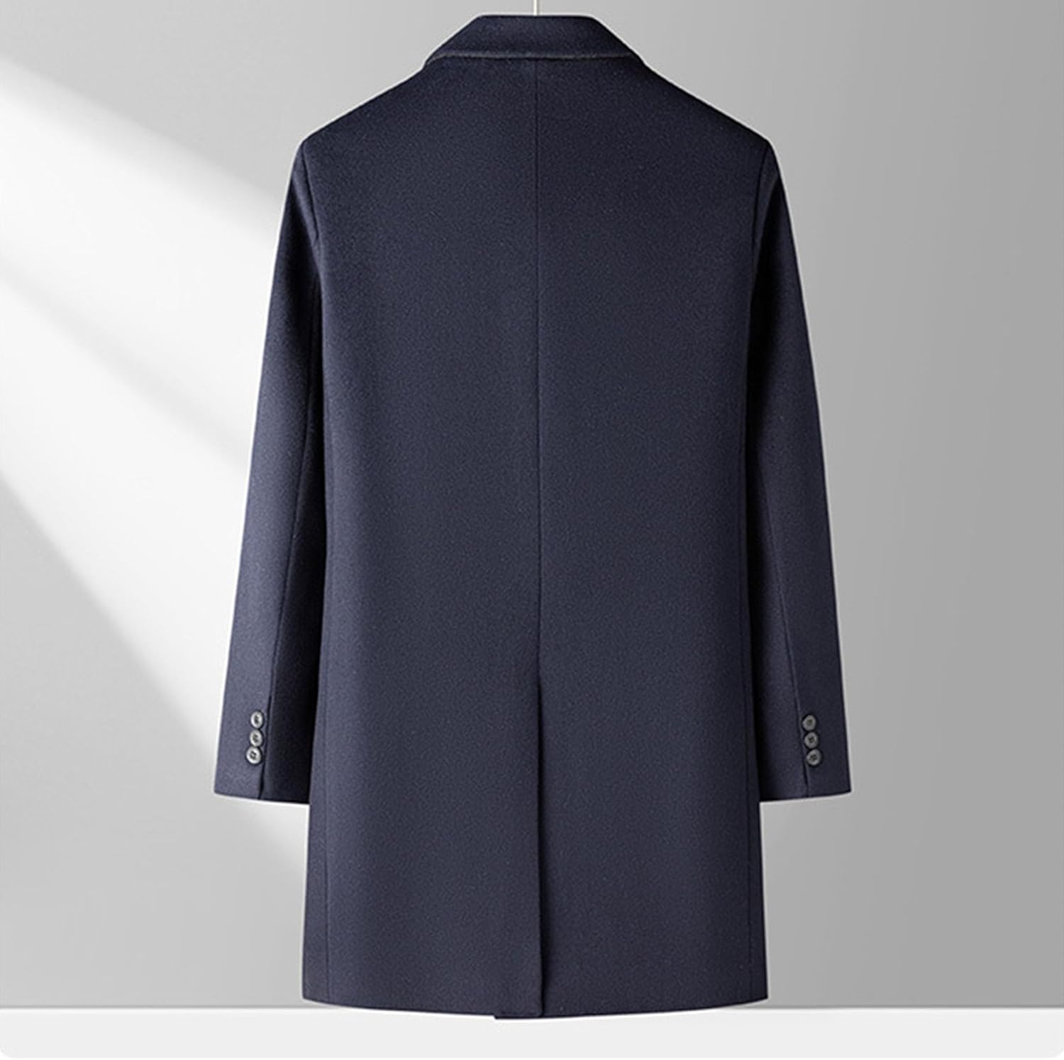 Maiyifu-GJ Men's Business Wool Blend Coat Notched Lapel Single Breasted Trench Overcoat Winter Warm Long Jacket Coat