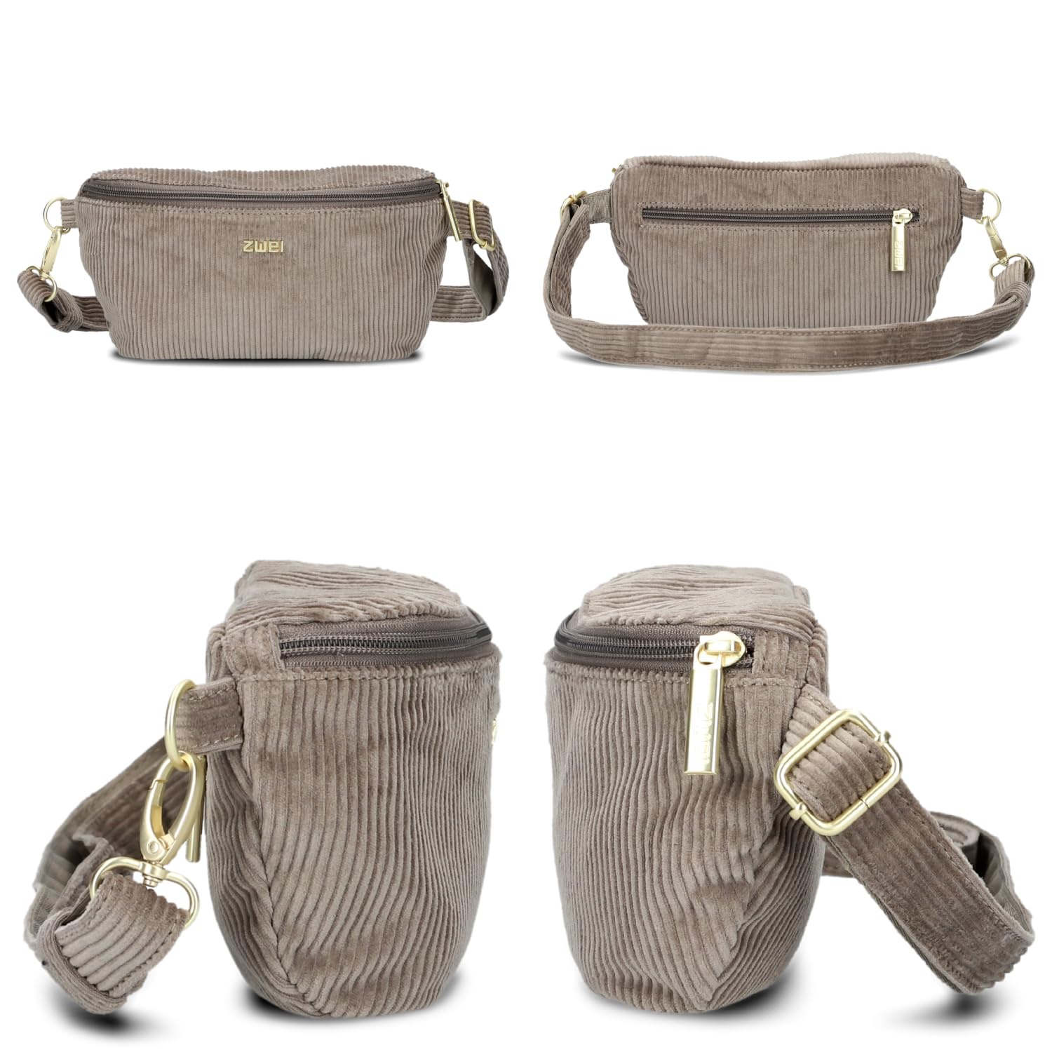 Zwei Damen Hip Bag Mademoiselle.M MH4 Bauchtasche 25 cm 1 Liter aus hochwertigem Kunstleder, Crossbody Bag wasserabweisend, 3-in-1 Bequeme Brusttasche, Gürteltasche & Hüfttasche