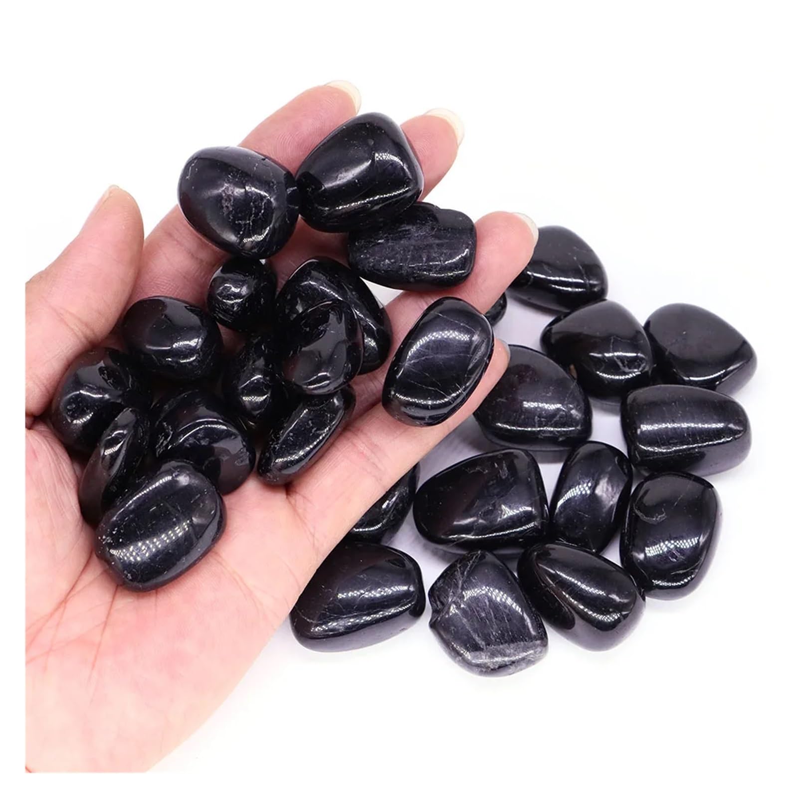 Piedras de Grava para peceras, Piedras caídas de Cristal turmalina Negra, Grava for Acuario, pecera, Varios tamaños(1000g)