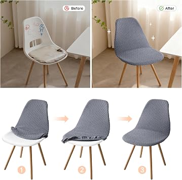 Fuloon Modern Shell Dining Chair Covers Jacquard Elastic | Stain & wrinkle resistant, breathable washable fabric, for dining room, kitchen, restaurant & hotel use
