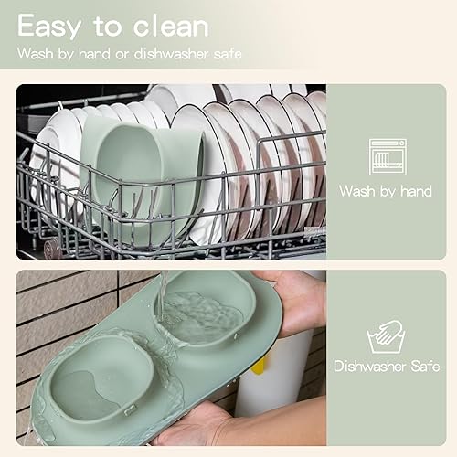 Miniatura 5 de Cuencos de comida para perros y cuencos de agua para perros con antiderrames y antideslizantes, cuencos con tapete para perros pequeños, medianos y