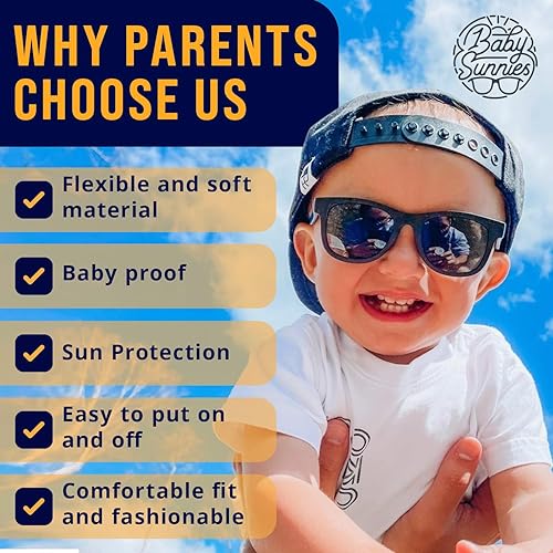 Miniatura 7 de Gafas de sol polarizadas para bebé con correa, lentes de sol flexibles irrompibles para bebés recién nacidos de 0 a 24 meses