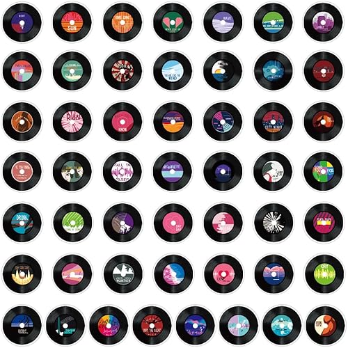 Miniatura 3 de FMOST 50 calcomanías para discos de vinilo, calcomanías estéticas para discos de CD, calcomanías impermeables y coloridas para discoteca,
