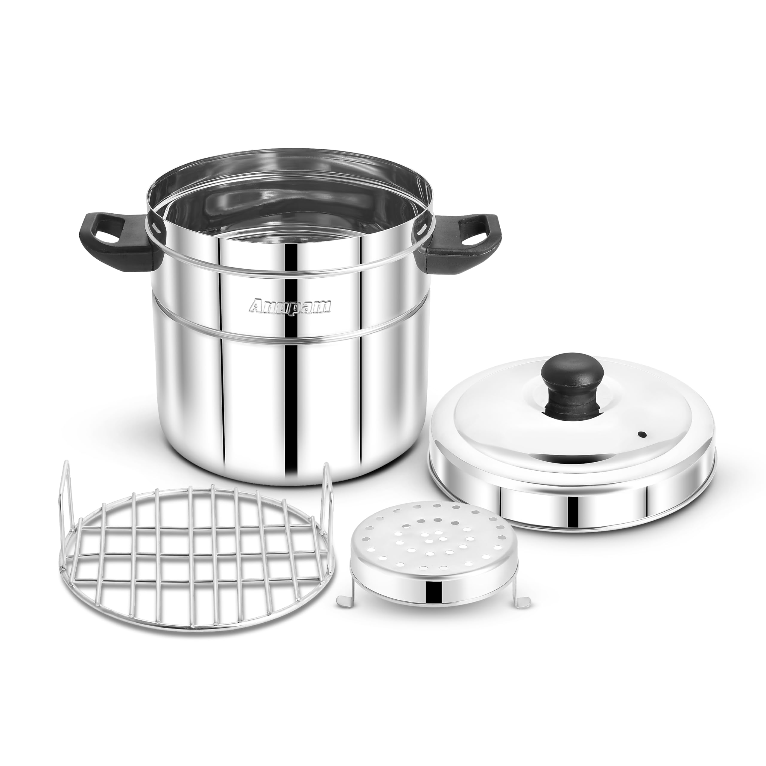 Anupam Stainless Steel Gas Tandoor | Bati Maker, Pizza Maker & Roti Tandoor | Multipurpose Indoor Gas Tandoor for Home Kitchen | With Grill Plate & Lid-image-14