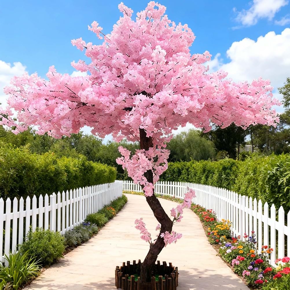Grand Arbre de Fleur de Cerisier Artificiel, for Plantes Artificielles De Fête in, Arbre À Souhaits, pour Intérieur Extérieur, Mariage, Bureau, fêt,A,1.2x1.0m