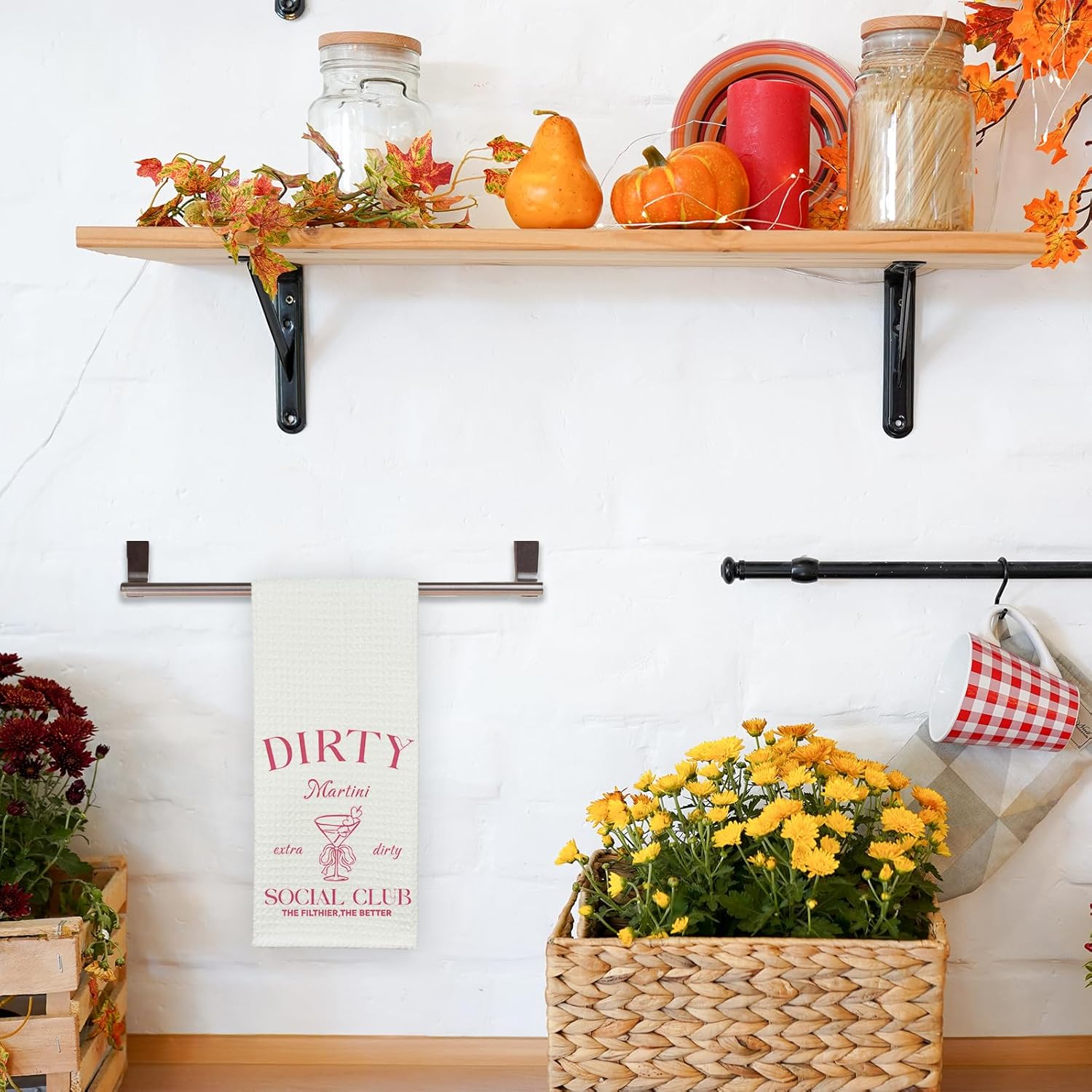 Funny Wine Kitchen Towels Bows Dish Tea Towels for Kitchen, Absorbent Reusable Towel Home Decor Hand Towel, Thanksgiving Gift for Wine Lovers Martini Decor for Bar Home 16 x 24 Inch - B18 - Image 3