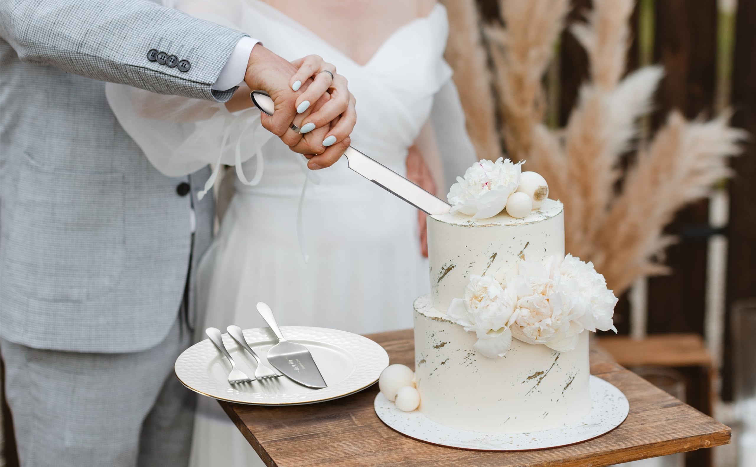 Amazon.com | ROXBURGH Wedding Cake Cutting Set, Silver Cake Knife