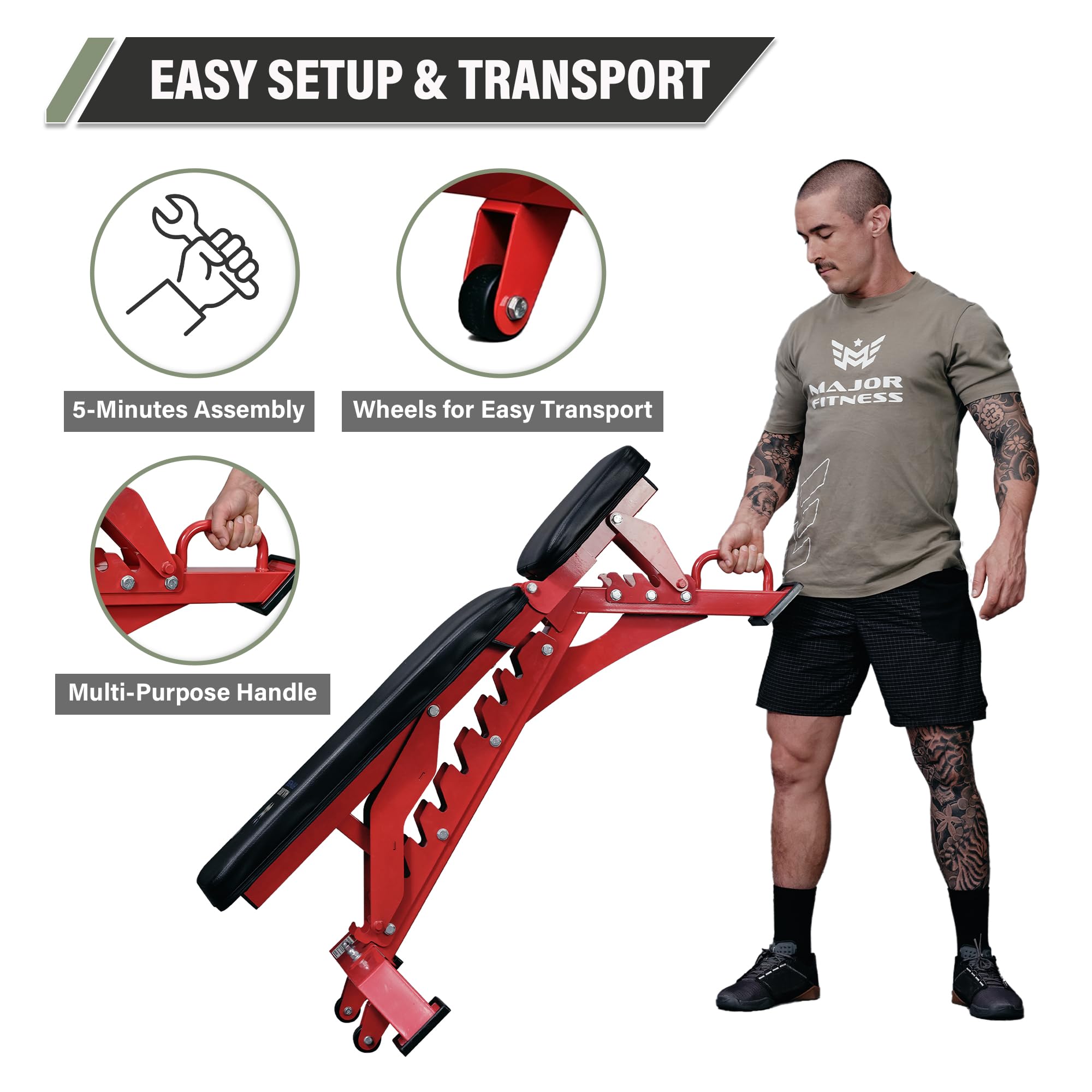 Weight Bench - 1300LBS Weight Capacity and 36 Adjustable Positions Strength Training Bench for Garage and Home Gym Workouts