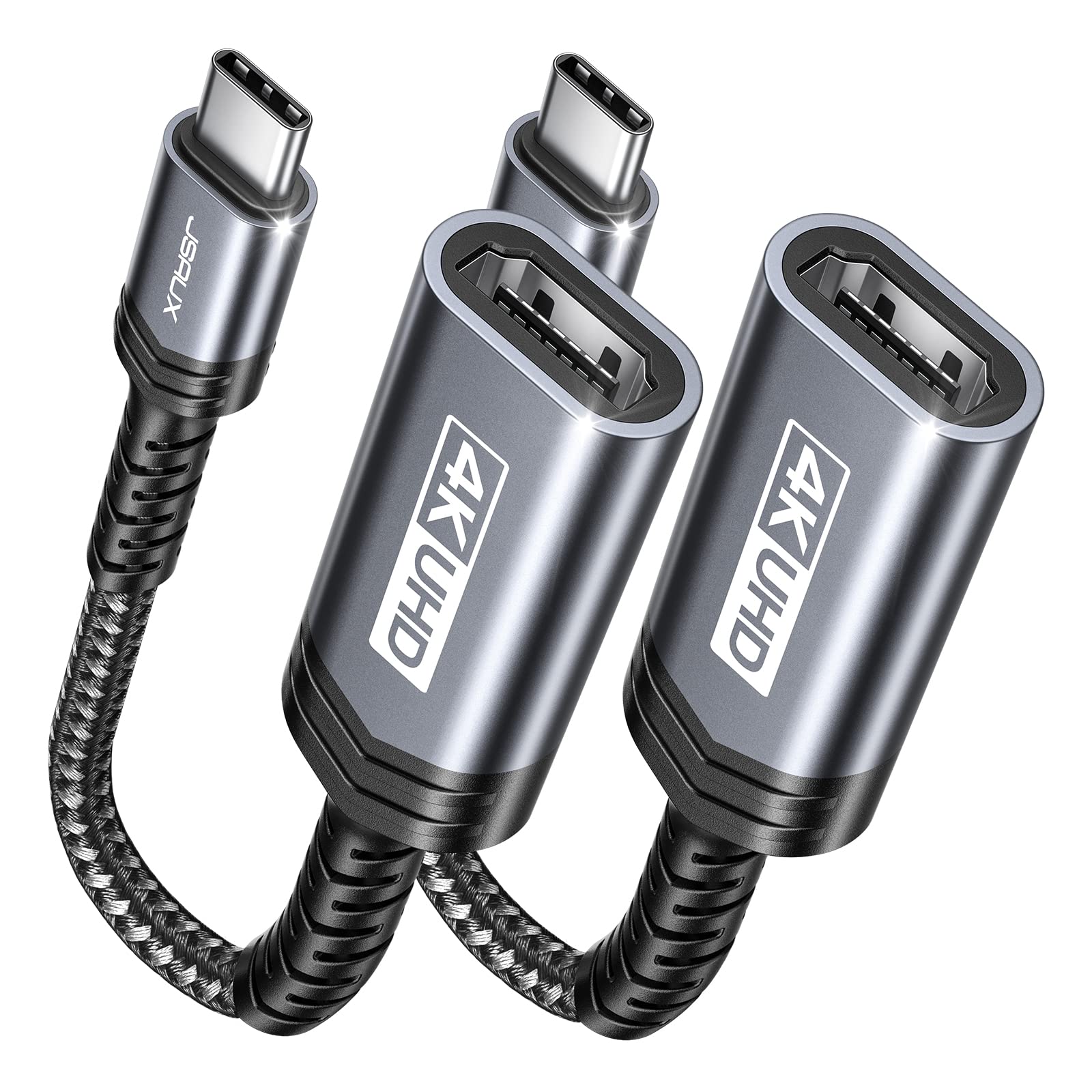 JSAUX USB C naar HDMI-adapter, 2-in-1 Type C naar HDMI 4K @30Hz 100W snellaadpoort, compatibel met iPhone 16 Pro/16 Pro Max/16/16 Plus/15 Pro Max, MacBook, Surfadace, Galaxy, Dell, Steam Deck, ROG