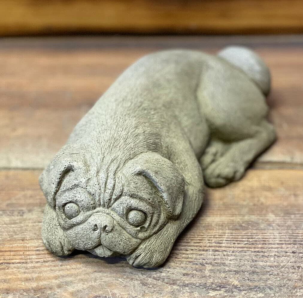 STONE GARDEN SMALL LAYING PUG ORNAMENT STATUE