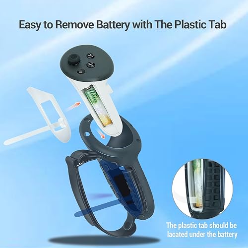 Miniatura 2 de Funda de agarre para controlador de realidad virtual mejorada compatible con accesorios OculusMeta Quest 3, con cubierta de apertura de batería y