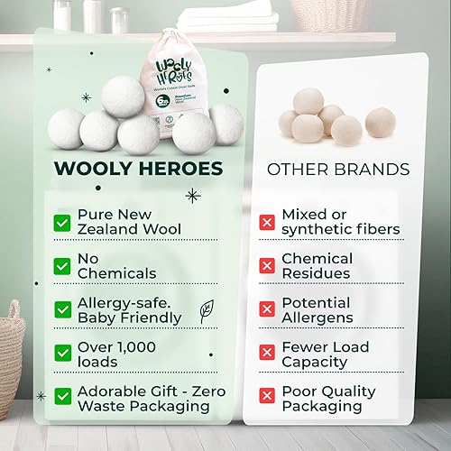 Vista 58 de No más hojas de secadora! Bolas de lana reutilizables para secadora XL, paquete de 6 unidades, reduce la estática, reduce el tiempo de secado y 6