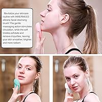 Vista 4 de INNERNEED Juego de cepillos de limpieza facial de silicona suave, almohadilla exfoliante suave y masajeadora, diseño antideslizante para eliminación