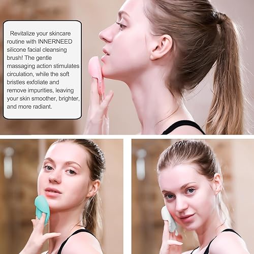 Miniatura 12 de INNERNEED Cepillo de limpieza facial de silicona suave, limpiador facial manual, exfoliante, masaje, acné, espinillas, almohadillas de mano