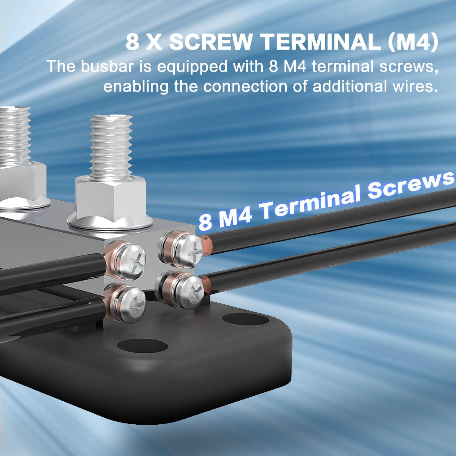 600A Bus Bar 12V Heavy Duty Waterproof Power Distribution Block with 4 x M10(3/8") Terminal Studs Marine Bus Bar with Cover Battery Terminal Block for Car RV Marine Boat - Positive & Negative