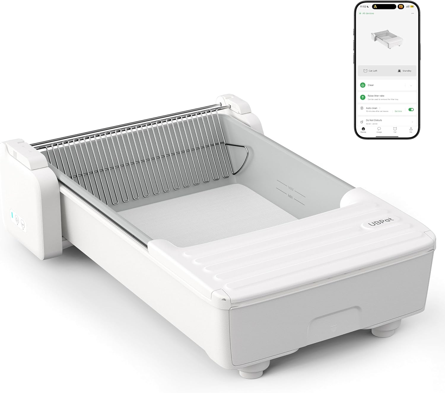 Open Top Self Cleaning Litter Box, Large Capacity Automatic Litter Box with APP Control,Odor Control, Anti-Pinch, Automatic Cat Litter Box for Multiple Cats (White-1)