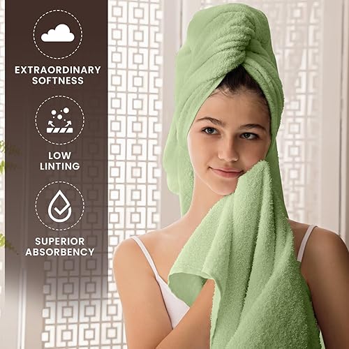 Vista 16 de Oakias Juego de toallas prémium de 6 piezas, 21.16 oz/m², 2 toallas de baño, 2 toallas de mano/pelo y 2 toallas pequeñas, 100% algodón hilado