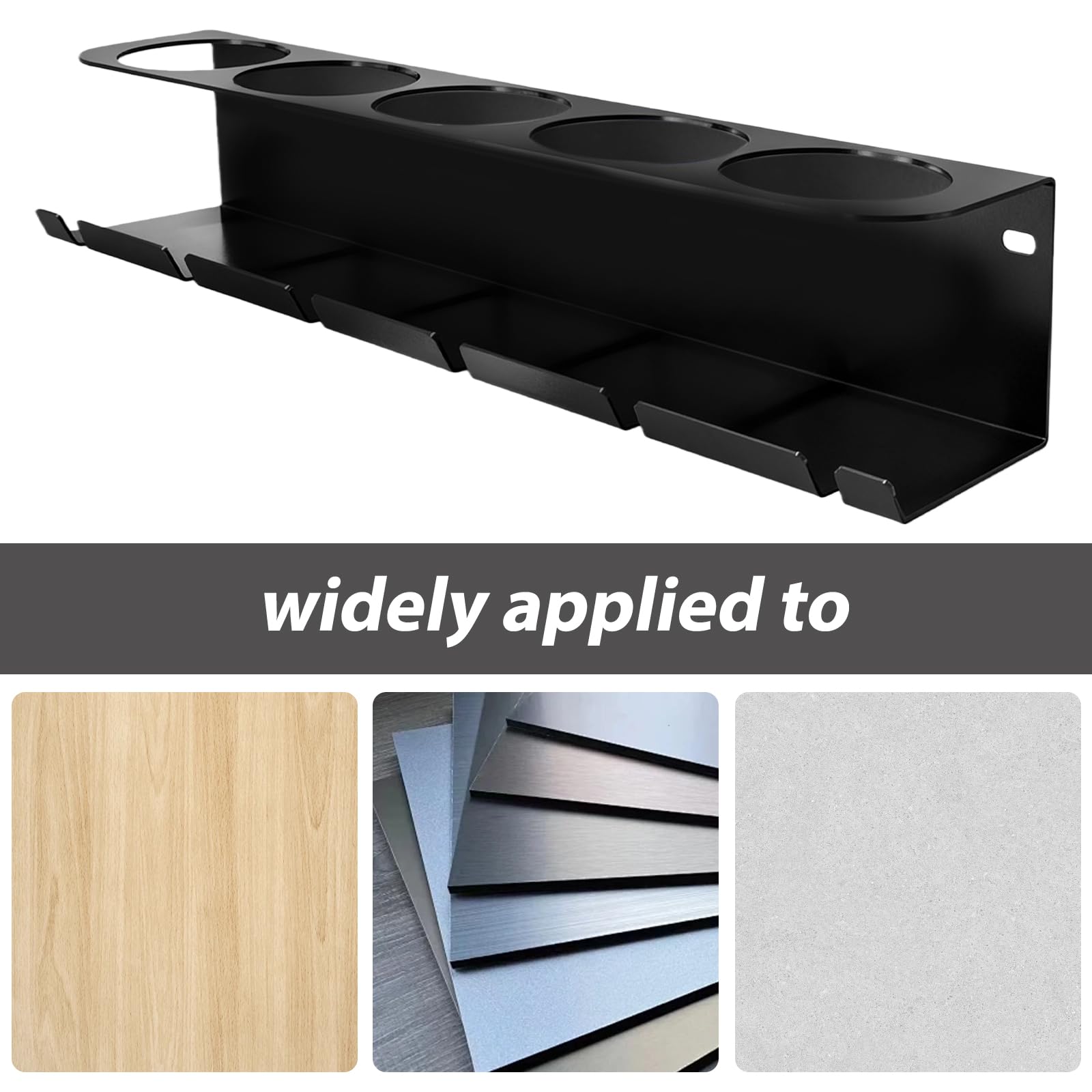Soporte de latas para botellas de spray: soporte de taller para latas de aerosol, soporte de pared con 5 agujeros y 6 ranuras para garaje, tienda y hogar, (negro)