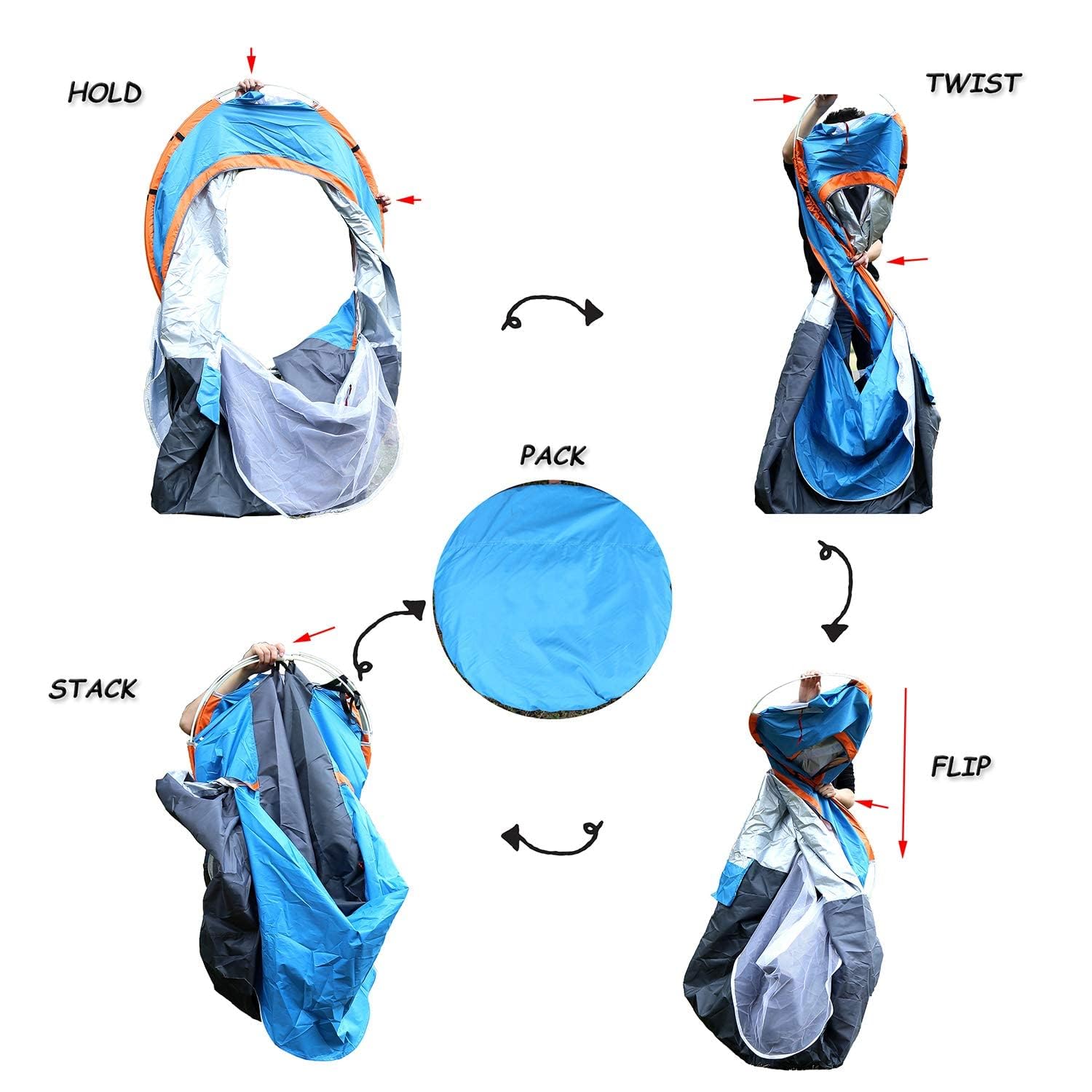 Tienda de Campaña 2 Personas Ultraligera, Impermeable al Aire Libre Totalmente Automática Pop Up Tienda Camping para Picnics, Camping