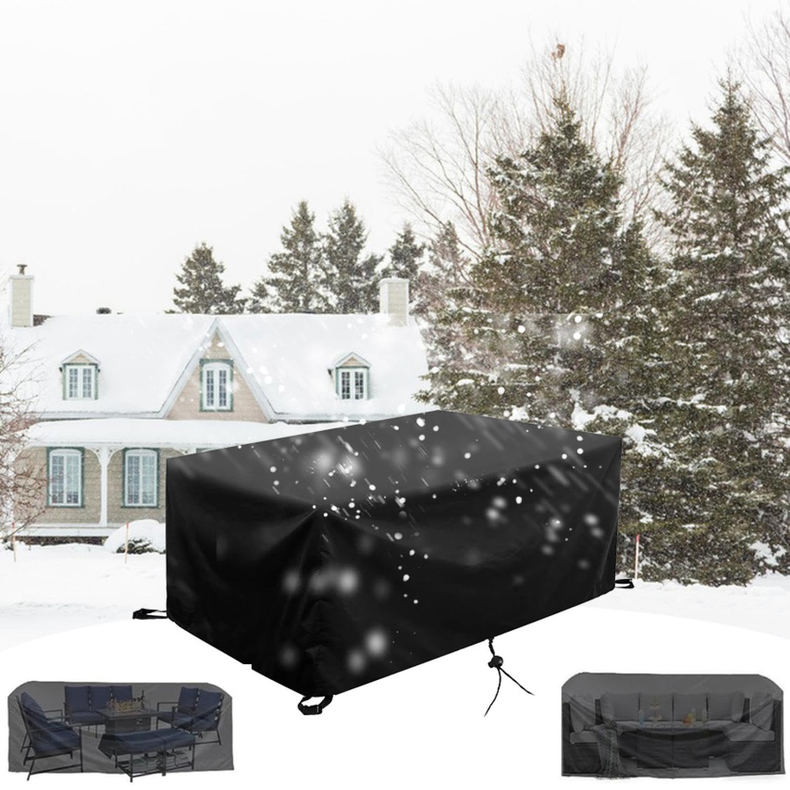 AUUZPI Garden Furniture Cover 105x80cm Table Cover Waterproof Anti-UV Rain Snow Dust Wind-Proof Patio Table Cover Rectangle For Rattan Set, Sofa Table Chair Set Cover Black 105xL80Wx104Hcm