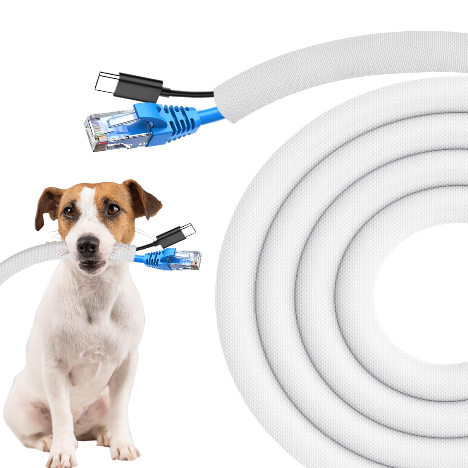 Secbolt Cord Protectors from Pets No Chew, 25FT - 3/8 Inch, White