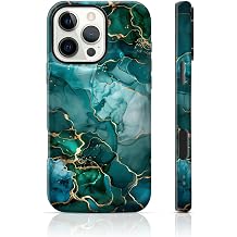 for iPhone 14 Pro Max Case 6.7 inch Luxe Teal Gold Marble & Multi-Color Pattern, 2 in 1 Sublimation Film Case, Slim & Premium & Artistic Style, Aesthetic Fans