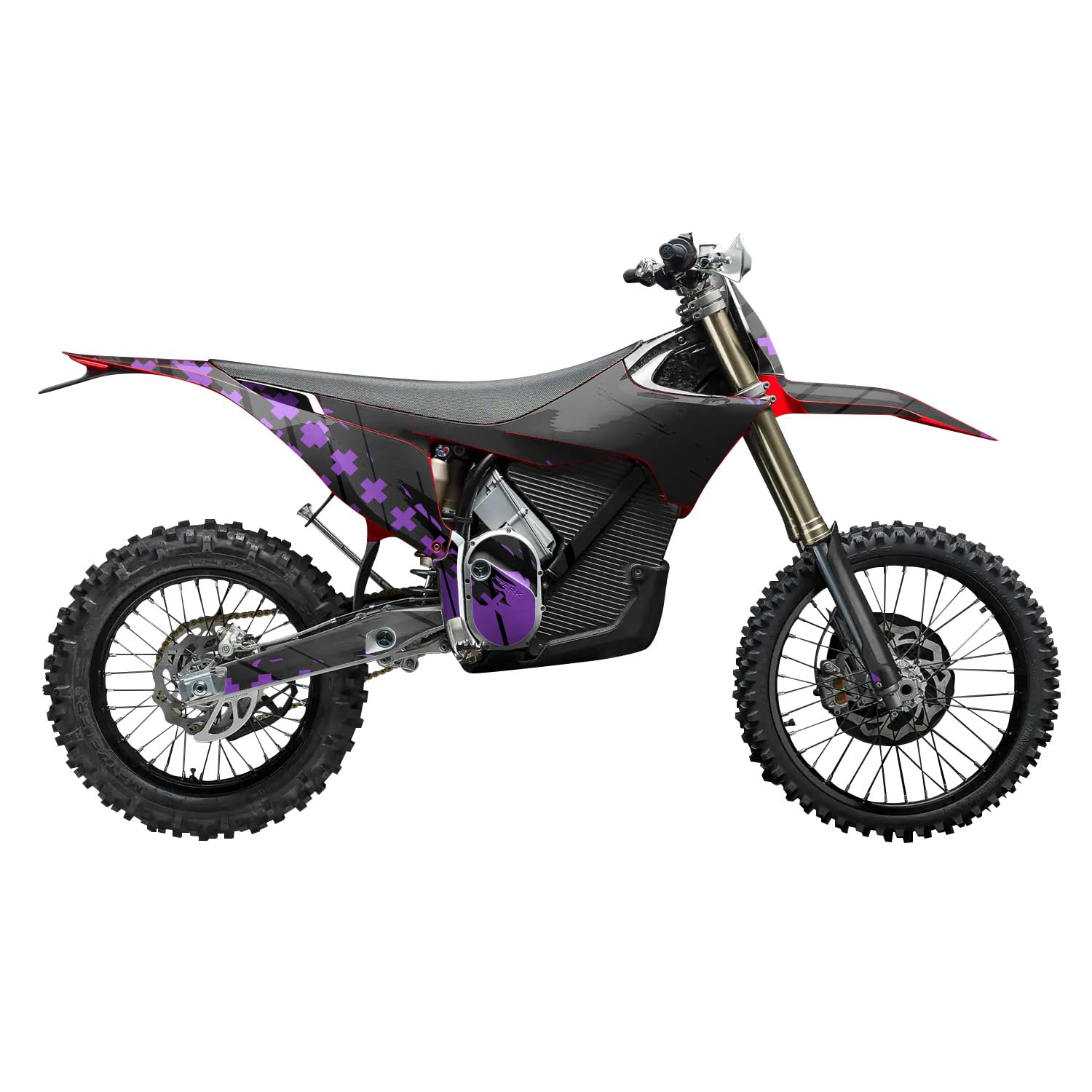 Stark Varg MX 2023-2025 Graphics Kit Wrap - Grunge Cross Purple - Varg MX Skin - Premium 3M Vinyl Protective Wrap Decal Cover - Easy to Apply | Crafted in The USA by MightySkins