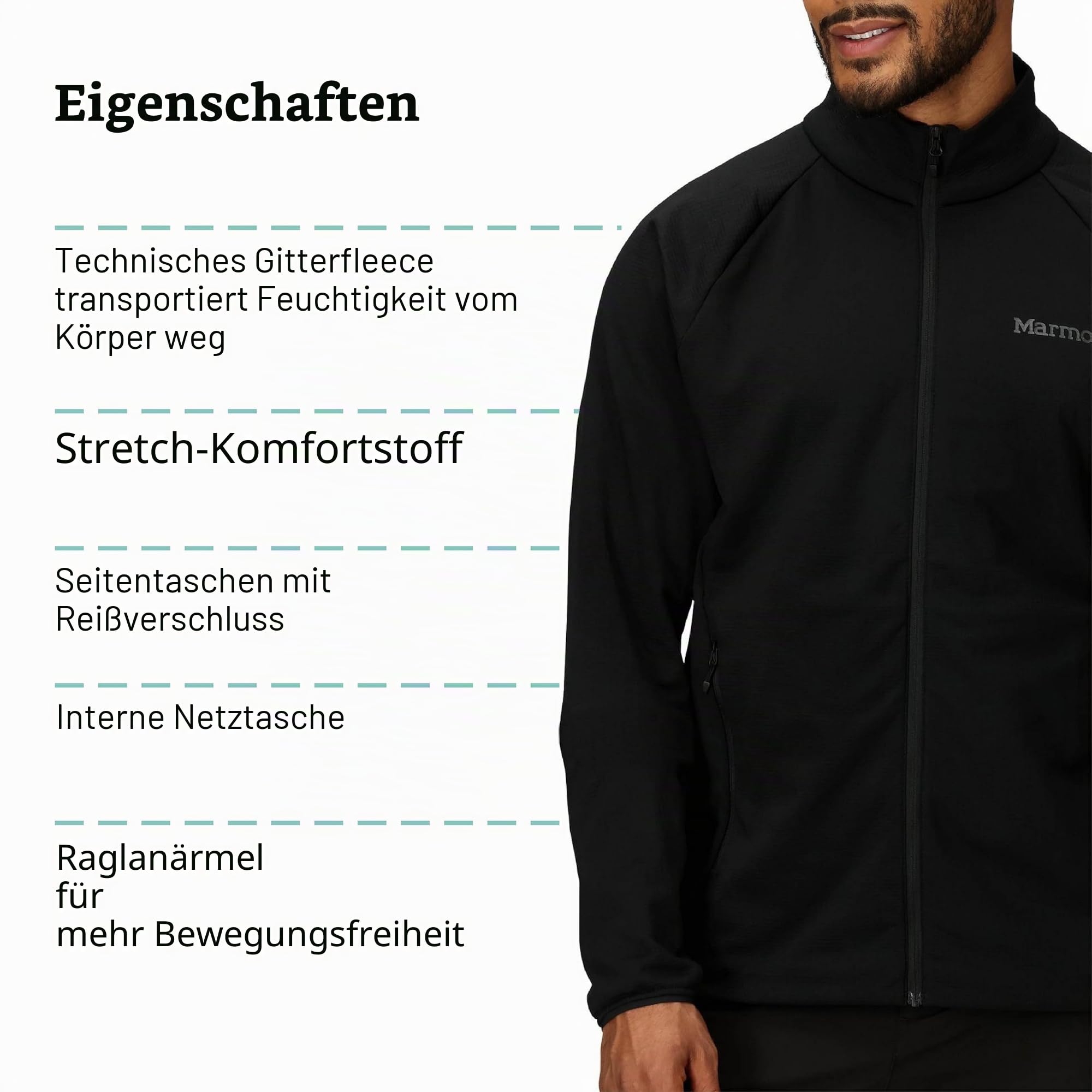 Marmot Herren Leconte Fleece Jacket Warme Fleece-Jacke, Jacke mit Reißverschluss in voller Länge, atmungsaktiv, winddichte Weste, leicht zu packen, ideal für Wandern & als Midlayer (1er Pack)