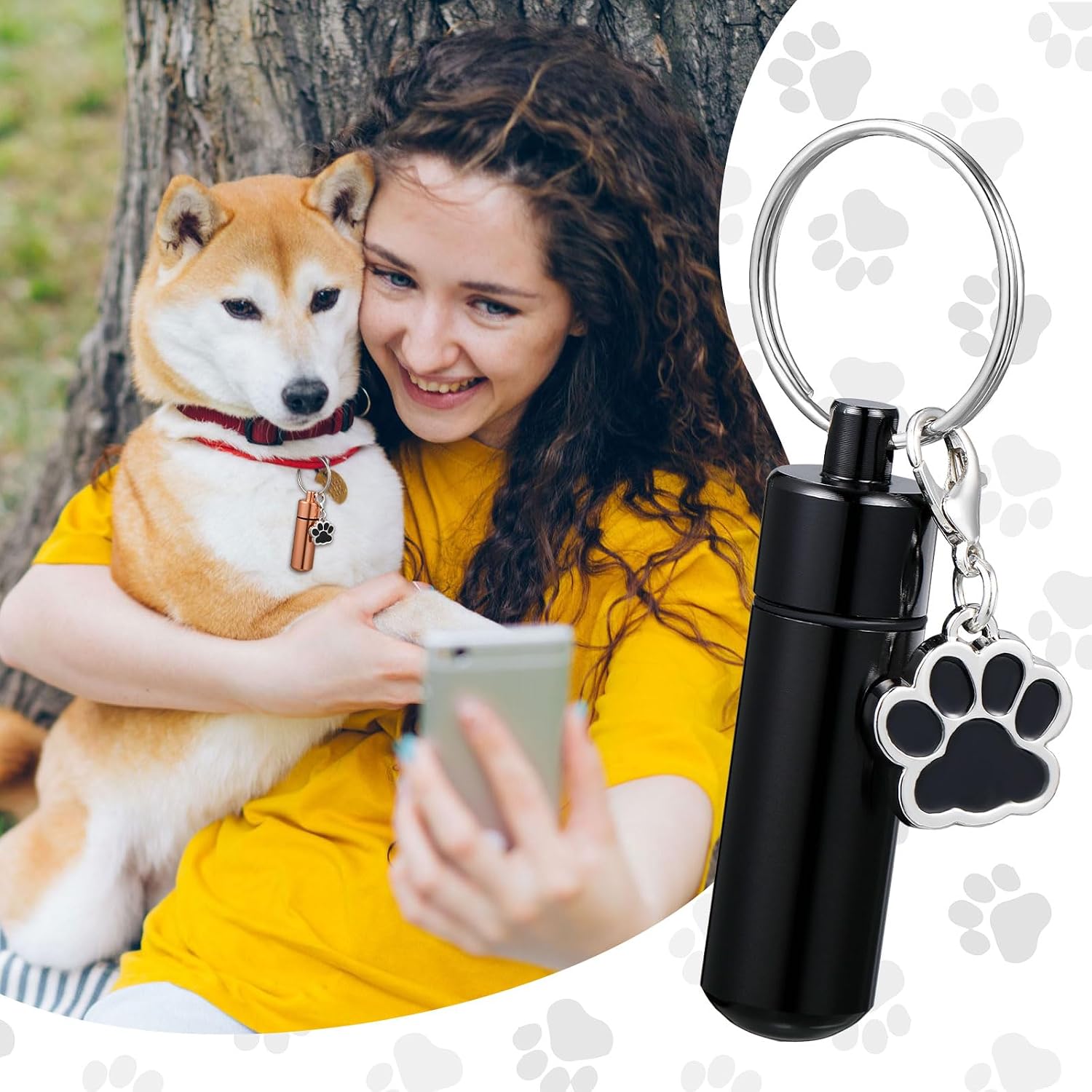 4 Pcs Pet Urns Keychain Ashes Keepsake with 4 Paw Shape Urn Pendant image 5