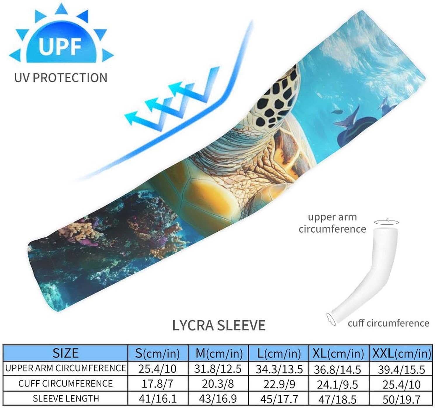 Ocean Turtles Coral Tropical Fish Arm Sleeves Cooling Sun Protection Sports Compression for Golf Basketball