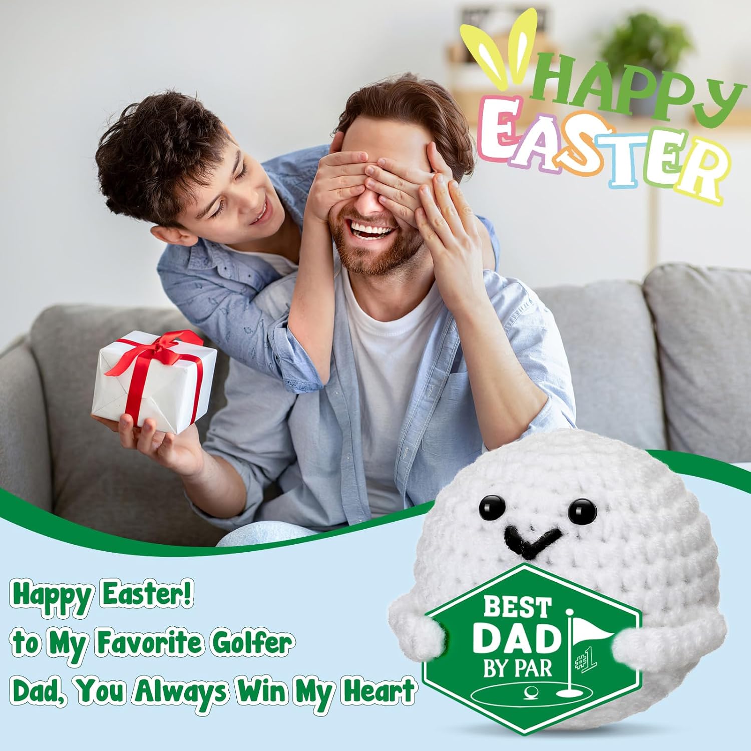 Golf Gifts for Dad Fathers - Best Dad by Par, Funny Easter Basket Stuffers Father's Day Birthday Crochet Golf Ball Accessories Gift for Dad Father Men Golfers Daddy Papa from Daughter Son - Image 4