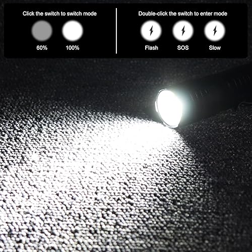 Miniatura 5 de SecurityIng EF05 Linterna magnética EDC recargable USB-C, 887 lúmenes, 5 modos de zoom, IPX-6 resistente al agua, mini linterna LED con clip, cable