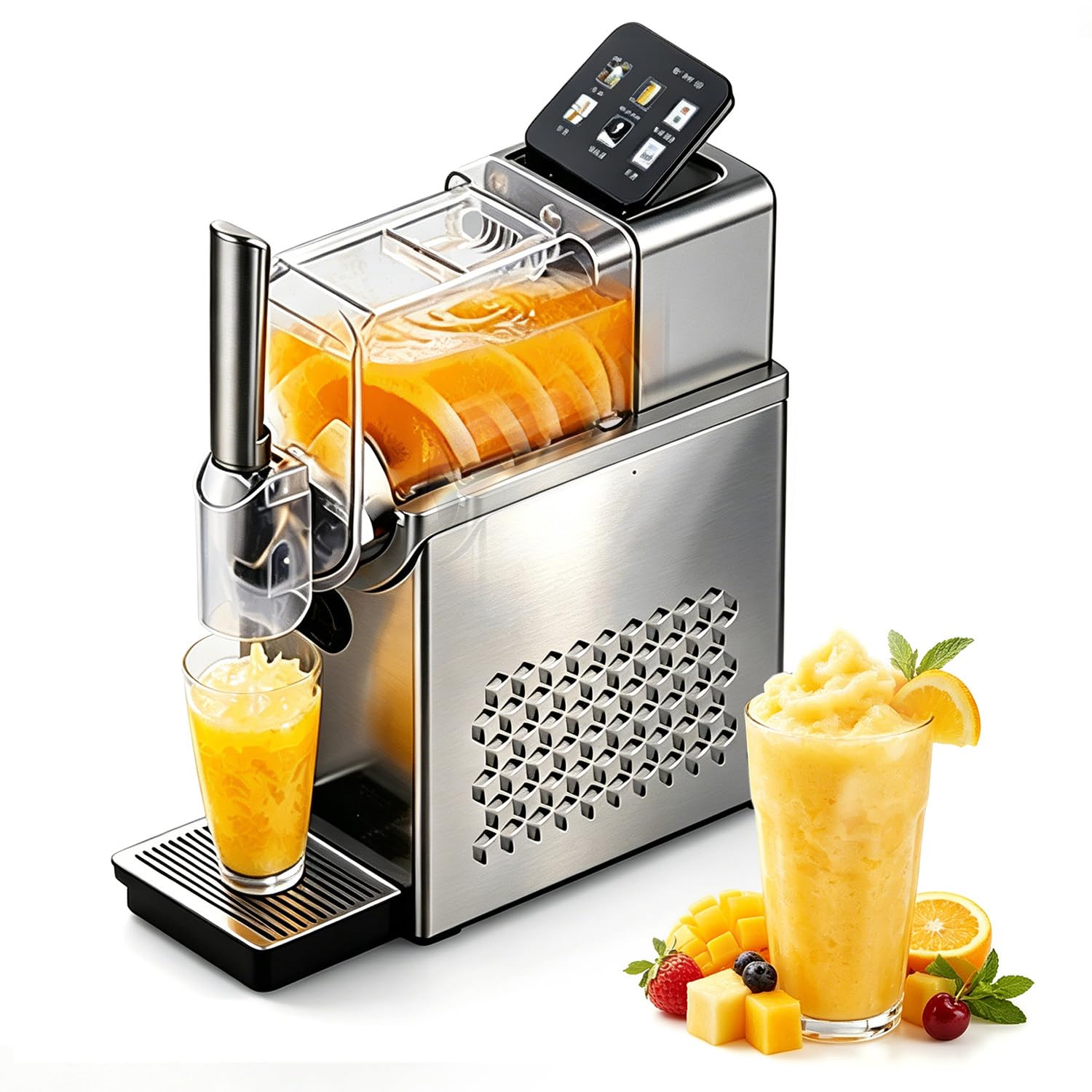richigblosmum Countertop Slushie Machine with Compressor Cooling | 2.3L Smoothie Blender & Ice Cream Maker for Home | 6 Presets for Slushies, Milkshakes, Chilled Cocktails